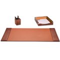 Workstation Brown Crocodile Embossed Leather  Desk Set, 3PK TH635304